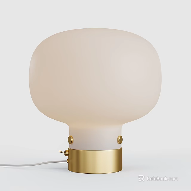 Modern White Spherical Lampshade Table Lamp With Gold Base And Decorative Accents 3d model 