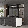 Modern Open Kitchen Interior Design With Marble Island Counter And Cabinets 3d model