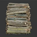 Textured Wood and Stone Stacked in Curved Shape with Reflection on Black Background