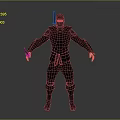 Ninja Game Movie Character In Black Outfit With Back Sword Standing Pose