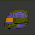 Futuristic Sci Fi Style Helmet With Gold Purple Orange Accents Transparent Visor And Antenna Design
