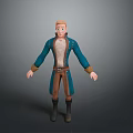 A Man Wearing Blue Coat White Shirt Brown Pants And Black Boots 3D Character