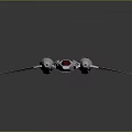 Futuristic Aircraft Model Featuring Silver Body Red Triangular Wings And Detailed Aerodynamic Design
