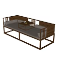 Traditional Chinese Daybed With Wooden Frame Soft Cushions And Small Coffee Table