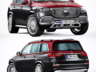 Red and Black SUV Exterior Design With Front Grille Large Alloy Wheels and Rear Features 3d model