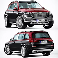 Red and Black SUV Exterior Design With Front Grille Large Alloy Wheels and Rear Features
