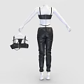 Stylish Black Camisole Top Pants Outfit With Bra And Handbag