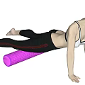 Woman Doing Side Plank Exercise With Purple Foam Roller For Fitness Routine