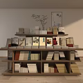 Multi layer Display Shelf With Neatly Arranged Books In Indoor Setting 3d model