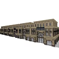 European Style Commercial Building with Stone Facade and Arched Windows Multi Story Decorative Exterior Design
