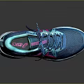 Blue Sports Shoes with Pink Teal Accents Mesh Upper and White Green Sole