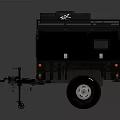 Black Camping Trailer With Roof Rack Storage Compartments And Travel Gear
