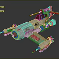 White And Red Sci Fi Fighter Airplane With Unique Wing Cannon Structure And Cockpit 3d model