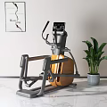 Modern Elliptical Trainer Sports Equipment with Green Plant on Wall Poster and Marble Floor