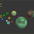 Green Decorative Spheres for Home Decor with Various Sizes and Textures on Gray Background