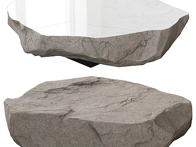 Natural Stone Coffee Table With Irregular Shape And Textured Surface 3d model