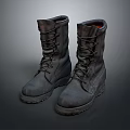 Dark Colored Leather Boots with Lace Up Design Thick Rugged Sole and Durable Style
