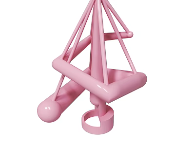 Pink Fun Children's Playground Toy Swing Structure For Indoor Outdoor Use 3d model