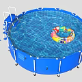 Bestway Steel Pro Blue Round Swimming Pool With Ladder And Inflatable Ring