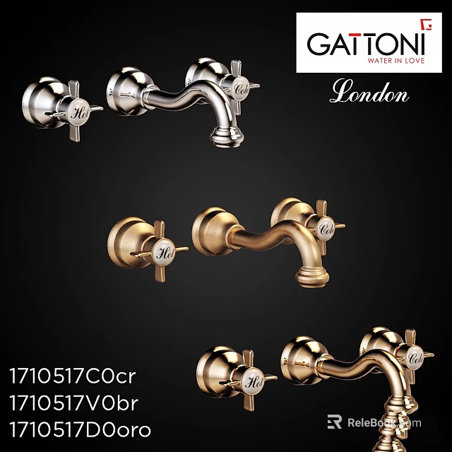 Vintage Style Bathroom Faucets With Brass And Chrome Finishes From London Collection 3d model 