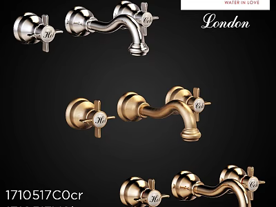 Vintage Style Bathroom Faucets With Brass And Chrome Finishes From London Collection 3d model