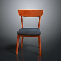 Modern Stylish Wooden Chair With Curved Backrest Blue Padded Seat And Slim Legs