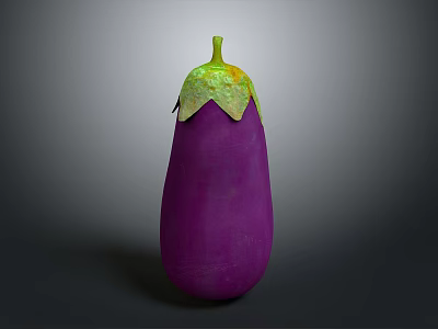 Fresh Purple Eggplant With Green Stem And Vibrant Color On Dark Background 3d model