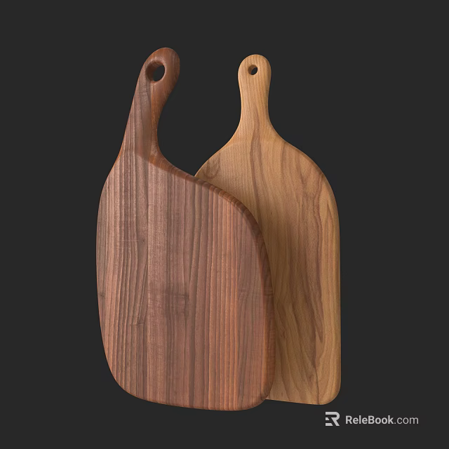 Wooden Cutting Boards With Handle Design In Different Wood Types For Kitchen Use 3d model 