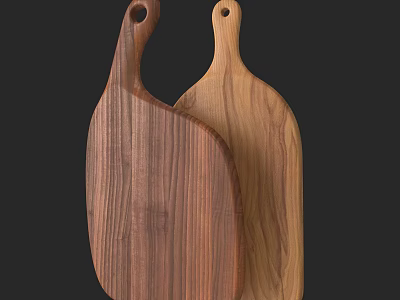 Wooden Cutting Boards With Handle Design In Different Wood Types For Kitchen Use 3d model