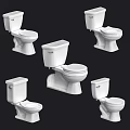 Various White Toilets In Multiple Designs Showcasing Different Bathroom Styles 3d model