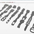Hard surface mechanical parts combination of mechanical parts 3d model