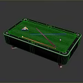 Premium Billiard Table With Green Felt Surface Black Frame Cue Sticks And Balls