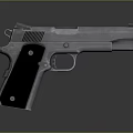 Classic Semi Automatic Black Metal Pistol With Ergonomic Grip And Barrel Design