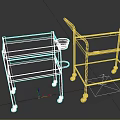 Durable Metal Utility Service Carts With Wheels Two Tier Shelves And Tray Holder