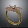Cute Flower Shaped Daily Use Decorative Item With Pink Petals Blue Stone And Wooden Ring