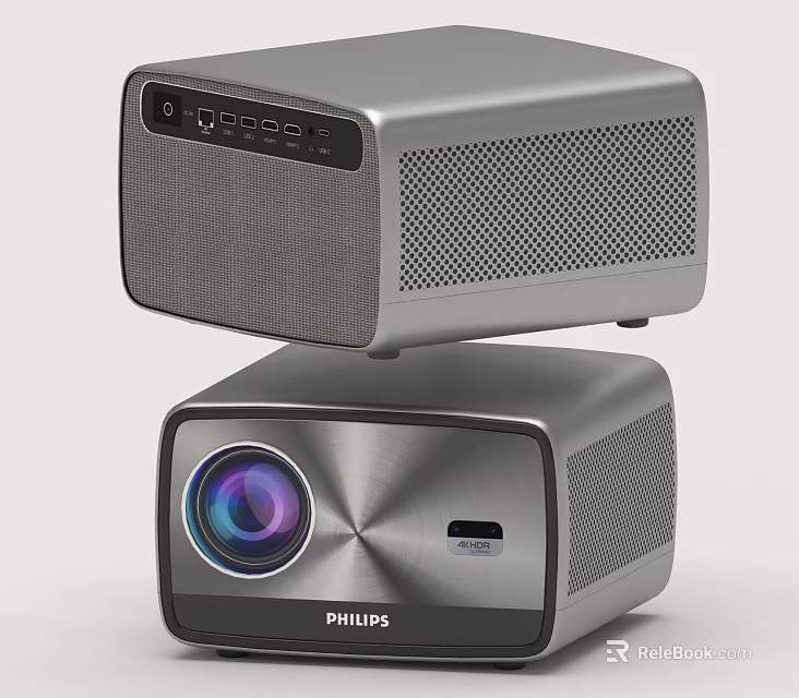 Philips Silver Projectors Stacked With Lens And Speaker For Home Daily Use 3d model 