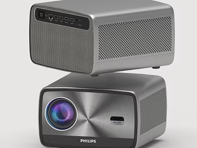 Philips Silver Projectors Stacked With Lens And Speaker For Home Daily Use 3d model