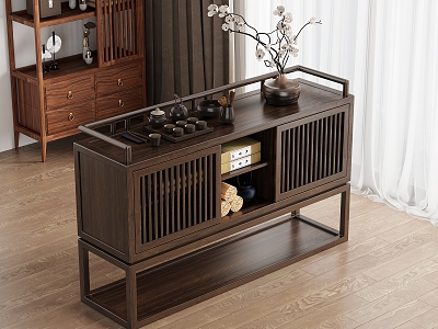 New Chinese Style Mobile Tea Cabinet Storage Cabinet Tea Cabinet Mobile Tea Table Tea Cabinet Side Cabinet Side Cabinet Tea Tray model