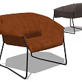 Comfortable Brown Leather Leisure Chair With Black Metal Frame Modern Design