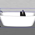 Modern Minimalist Freestanding White Bathtub With Silver Faucet Black Tray And Bath Products