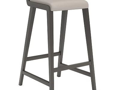 Modern Solid Wood Bar Stool With Comfortable Upholstered Seat For Kitchen Counter And Home Bar 3d model