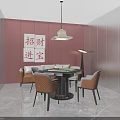 Elegant Hotel Mahjong Room with Round Table Comfortable Chairs Fortune Characters and Modern Lighting
