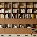 Wind Middle Ancient Bookcase Modern Bookshelf Jewelry Ornaments Books Open Decorative Cabinet Study 3d model