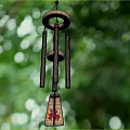 Wooden Wind Chime Decorative Ornament Set With Bamboo Tubes Fu Character Pendant Natural Green