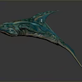 Iridescent Teal Aquatic Animal With Streamlined Body Unique Fins And Dark Background Reflection