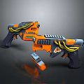 Futuristic Sci Fi Weapons With Orange Gray Body And Yellow Cables Design