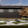 Mountain Homestay Building with Tile Roof Stone Walls and Surrounding Green Trees