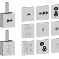 Modern Metallic Switch Panels With Various Sockets And Switches Design 3d model