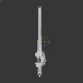 Blue And Golden Chainsaw Sword Weapon With Mechanical Structure And Chain