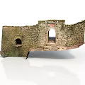 Ancient Stone Building Ruins Displaying Archway Stone Steps and Weathered Stone Walls